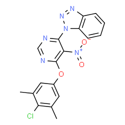 ChemSpider 2D Image | 1-[6-(4-Chloro-3,5-dimethylphenoxy)-5-nitro-4-pyrimidinyl]-1H-benzotriazole | C18H13ClN6O3