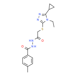 ChemSpider 2D Image | N'-{[(5-Cyclopropyl-4-ethyl-4H-1,2,4-triazol-3-yl)sulfanyl]acetyl}-4-methylbenzohydrazide | C17H21N5O2S