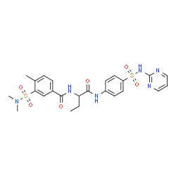 ChemSpider 2D Image | 3-(Dimethylsulfamoyl)-4-methyl-N-(1-oxo-1-{[4-(2-pyrimidinylsulfamoyl)phenyl]amino}-2-butanyl)benzamide | C24H28N6O6S2