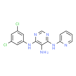 ChemSpider 2D Image | N~4~-(3,5-Dichlorophenyl)-N~6~-(2-pyridinyl)-4,5,6-pyrimidinetriamine | C15H12Cl2N6