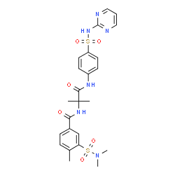 ChemSpider 2D Image | 3-(Dimethylsulfamoyl)-4-methyl-N-(2-methyl-1-oxo-1-{[4-(2-pyrimidinylsulfamoyl)phenyl]amino}-2-propanyl)benzamide | C24H28N6O6S2