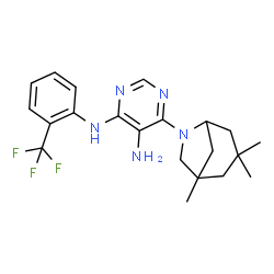 ChemSpider 2D Image | N~4~-[2-(Trifluoromethyl)phenyl]-6-(1,3,3-trimethyl-6-azabicyclo[3.2.1]oct-6-yl)pyrimidine-4,5-diamine | C21H26F3N5