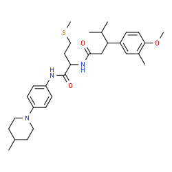 ChemSpider 2D Image | N~2~-[3-(4-Methoxy-3-methylphenyl)-4-methylpentanoyl]-N-[4-(4-methyl-1-piperidinyl)phenyl]methioninamide | C31H45N3O3S