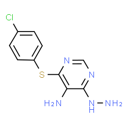 ChemSpider 2D Image | 4-[(4-Chlorophenyl)sulfanyl]-6-hydrazino-5-pyrimidinamine | C10H10ClN5S