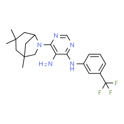 ChemSpider 2D Image | N~4~-[3-(Trifluoromethyl)phenyl]-6-(1,3,3-trimethyl-6-azabicyclo[3.2.1]oct-6-yl)-4,5-pyrimidinediamine | C21H26F3N5