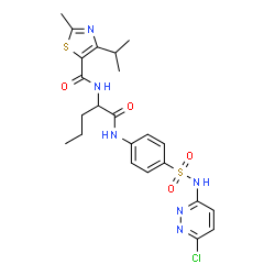 ChemSpider 2D Image | N-{4-[(6-Chloro-3-pyridazinyl)sulfamoyl]phenyl}-N~2~-[(4-isopropyl-2-methyl-1,3-thiazol-5-yl)carbonyl]norvalinamide | C23H27ClN6O4S2