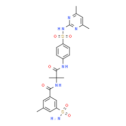 ChemSpider 2D Image | N-[1-({4-[(4,6-Dimethyl-2-pyrimidinyl)sulfamoyl]phenyl}amino)-2-methyl-1-oxo-2-propanyl]-3-methyl-5-sulfamoylbenzamide | C24H28N6O6S2