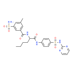 ChemSpider 2D Image | N~2~-(3-Methyl-5-sulfamoylbenzoyl)-N-[4-(2-pyrimidinylsulfamoyl)phenyl]norleucinamide | C24H28N6O6S2