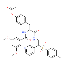 ChemSpider 2D Image | 4-{2-[(3,5-Dimethoxybenzoyl)amino]-3-({2-[(4-methylphenyl)sulfonyl]-2-(3-pyridinyl)ethyl}amino)-3-oxopropyl}phenyl acetate | C34H35N3O8S