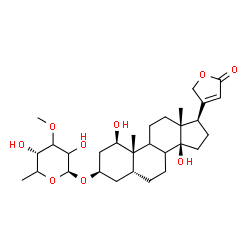 ChemSpider 2D Image | (1beta,3beta,5beta,8xi,9xi)-3-[(6-Deoxy-3-O-methyl-beta-L-glycero-hexopyranosyl)oxy]-1,14-dihydroxycard-20(22)-enolide | C30H46O9