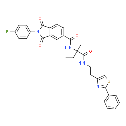 ChemSpider 2D Image | 2-(4-Fluorophenyl)-N-(2-methyl-1-oxo-1-{[2-(2-phenyl-1,3-thiazol-4-yl)ethyl]amino}-2-butanyl)-1,3-dioxo-5-isoindolinecarboxamide | C31H27FN4O4S