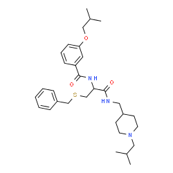 ChemSpider 2D Image | N-[3-(Benzylsulfanyl)-1-{[(1-isobutyl-4-piperidinyl)methyl]amino}-1-oxo-2-propanyl]-3-isobutoxybenzamide | C31H45N3O3S