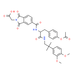 ChemSpider 2D Image | (5-{[3-(4-Acetoxyphenyl)-1-{[2-(3,4-dimethoxyphenyl)-2-methylpropyl]amino}-1-oxo-2-propanyl]carbamoyl}-1,3-dioxo-1,3-dihydro-2H-isoindol-2-yl)acetic acid | C34H35N3O10