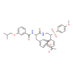 ChemSpider 2D Image | 4-{2-[(3-Isobutoxybenzoyl)amino]-3-({2-[(4-methoxyphenyl)sulfonyl]-2-phenylethyl}amino)-3-oxopropyl}phenyl acetate | C37H40N2O8S