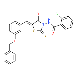 ChemSpider 2D Image | N-{(5Z)-5-[3-(Benzyloxy)benzylidene]-4-oxo-2-thioxo-1,3-thiazolidin-3-yl}-2-chlorobenzamide | C24H17ClN2O3S2