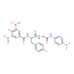 ChemSpider 2D Image | 4-Fluoro-N-(4-methyl-3,5-dinitrobenzoyl)phenylalanyl-N-[4-(dimethylamino)phenyl]glycinamide | C27H27FN6O7