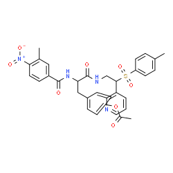 ChemSpider 2D Image | 4-{2-[(3-Methyl-4-nitrobenzoyl)amino]-3-({2-[(4-methylphenyl)sulfonyl]-2-(3-pyridinyl)ethyl}amino)-3-oxopropyl}phenyl acetate | C33H32N4O8S