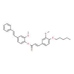 ChemSpider 2D Image | 2-Methoxy-4-[(E)-2-phenylvinyl]phenyl (2E)-3-[3-methoxy-4-(pentyloxy)phenyl]acrylate | C30H32O5