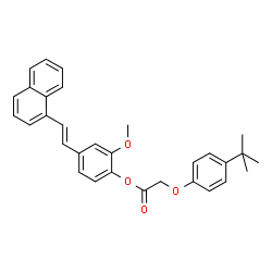 ChemSpider 2D Image | 2-Methoxy-4-[(E)-2-(1-naphthyl)vinyl]phenyl (4-tert-butylphenoxy)acetate | C31H30O4