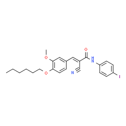 ChemSpider 2D Image | (2E)-2-Cyano-3-[4-(hexyloxy)-3-methoxyphenyl]-N-(4-iodophenyl)acrylamide | C23H25IN2O3