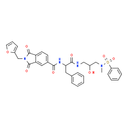ChemSpider 2D Image | Nalpha-{[2-(2-Furylmethyl)-1,3-dioxo-2,3-dihydro-1H-isoindol-5-yl]carbonyl}-N-{2-hydroxy-3-[methyl(phenylsulfonyl)amino]propyl}phenylalaninamide | C33H32N4O8S