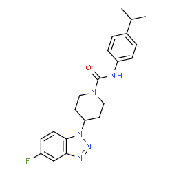 ChemSpider 2D Image | 4-(5-Fluoro-1H-benzotriazol-1-yl)-N-(4-isopropylphenyl)-1-piperidinecarboxamide | C21H24FN5O