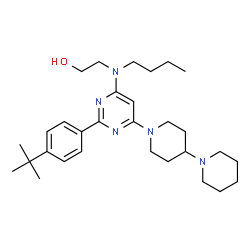 ChemSpider 2D Image | 2-[{6-(1,4'-Bipiperidin-1'-yl)-2-[4-(2-methyl-2-propanyl)phenyl]-4-pyrimidinyl}(butyl)amino]ethanol | C30H47N5O