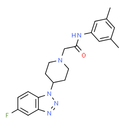 ChemSpider 2D Image | N-(3,5-Dimethylphenyl)-2-[4-(5-fluoro-1H-benzotriazol-1-yl)-1-piperidinyl]acetamide | C21H24FN5O