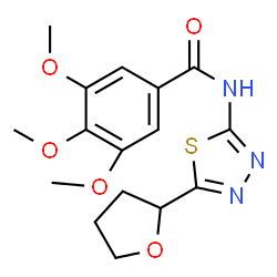 ChemSpider 2D Image | 3,4,5-Trimethoxy-N-[5-(tetrahydro-2-furanyl)-1,3,4-thiadiazol-2-yl]benzamide | C16H19N3O5S