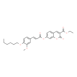 ChemSpider 2D Image | Ethyl 7-({(2E)-3-[4-(hexyloxy)-3-methoxyphenyl]-2-propenoyl}oxy)-2-oxo-2H-chromene-3-carboxylate | C28H30O8