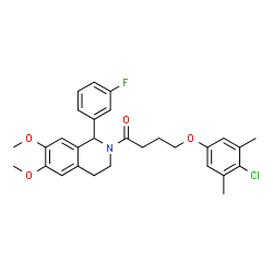 ChemSpider 2D Image | 4-(4-Chloro-3,5-dimethylphenoxy)-1-[1-(3-fluorophenyl)-6,7-dimethoxy-3,4-dihydro-2(1H)-isoquinolinyl]-1-butanone | C29H31ClFNO4