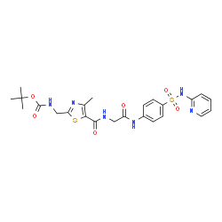 ChemSpider 2D Image | 2-Methyl-2-propanyl ({4-methyl-5-[(2-oxo-2-{[4-(2-pyridinylsulfamoyl)phenyl]amino}ethyl)carbamoyl]-1,3-thiazol-2-yl}methyl)carbamate | C24H28N6O6S2