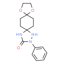 ChemSpider 2D Image | 2-Phenyl-9,12-dioxa-1,2,4-triazadispiro[4.2.4.2]tetradecan-3-one | C15H19N3O3