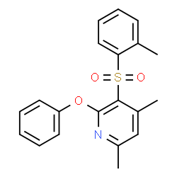 ChemSpider 2D Image | 4,6-Dimethyl-3-[(2-methylphenyl)sulfonyl]-2-phenoxypyridine | C20H19NO3S