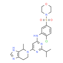 ChemSpider 2D Image | N-[2-Chloro-5-(4-morpholinylsulfonyl)phenyl]-2-isopropyl-6-(4-methyl-3,4,6,7-tetrahydro-5H-imidazo[4,5-c]pyridin-5-yl)-4-pyrimidinamine | C24H30ClN7O3S