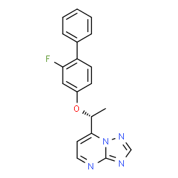 ChemSpider 2D Image | 7-{(1R)-1-[(2-Fluoro-4-biphenylyl)oxy]ethyl}[1,2,4]triazolo[1,5-a]pyrimidine | C19H15FN4O