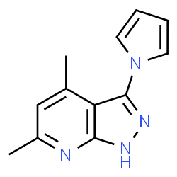 ChemSpider 2D Image | 4,6-Dimethyl-3-(1H-pyrrol-1-yl)-1H-pyrazolo[3,4-b]pyridine | C12H12N4
