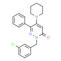 ChemSpider 2D Image | 2-(3-Chlorobenzyl)-6-phenyl-5-(1-piperidinyl)-3(2H)-pyridazinone | C22H22ClN3O