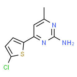 ChemSpider 2D Image | 4-(5-Chloro-2-thienyl)-6-methyl-2-pyrimidinamine | C9H8ClN3S