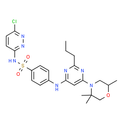 ChemSpider 2D Image | N-(6-Chloro-3-pyridazinyl)-4-{[2-propyl-6-(2,5,5-trimethyl-4-morpholinyl)-4-pyrimidinyl]amino}benzenesulfonamide | C24H30ClN7O3S