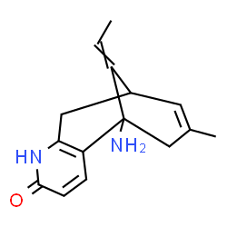 ChemSpider 2D Image | 1-Amino-13-ethylidene-11-methyl-6-azatricyclo[7.3.1.0~2,7~]trideca-2(7),3,10-trien-5-one | C15H18N2O
