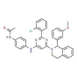 ChemSpider 2D Image | N-[4-({2-(2-Chlorophenyl)-6-[1-(3-methoxyphenyl)-3,4-dihydro-2(1H)-isoquinolinyl]-4-pyrimidinyl}amino)phenyl]acetamide | C34H30ClN5O2
