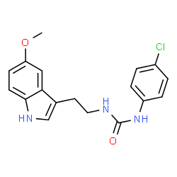 ChemSpider 2D Image | 1-(4-Chlorophenyl)-3-[2-(5-methoxy-1H-indol-3-yl)ethyl]urea | C18H18ClN3O2