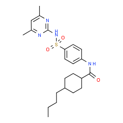ChemSpider 2D Image | 4-Butyl-N-{4-[(4,6-dimethyl-2-pyrimidinyl)sulfamoyl]phenyl}cyclohexanecarboxamide | C23H32N4O3S