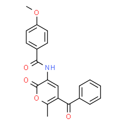 ChemSpider 2D Image | N-(5-Benzoyl-6-methyl-2-oxo-2H-pyran-3-yl)-4-methoxybenzamide | C21H17NO5