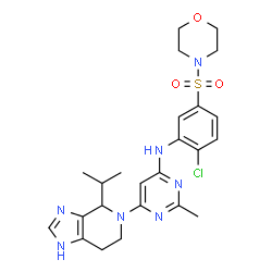 ChemSpider 2D Image | N-[2-Chloro-5-(4-morpholinylsulfonyl)phenyl]-6-(4-isopropyl-1,4,6,7-tetrahydro-5H-imidazo[4,5-c]pyridin-5-yl)-2-methyl-4-pyrimidinamine | C24H30ClN7O3S