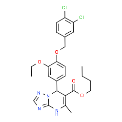 ChemSpider 2D Image | Butyl 7-{4-[(3,4-dichlorobenzyl)oxy]-3-ethoxyphenyl}-5-methyl-1,7-dihydro[1,2,4]triazolo[1,5-a]pyrimidine-6-carboxylate | C26H28Cl2N4O4