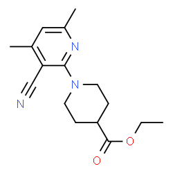 ChemSpider 2D Image | Ethyl 1-(3-cyano-4,6-dimethyl-2-pyridinyl)-4-piperidinecarboxylate | C16H21N3O2