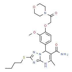 ChemSpider 2D Image | 2-(Butylsulfanyl)-7-{3-methoxy-4-[2-(4-morpholinyl)-2-oxoethoxy]phenyl}-5-methyl-1,7-dihydro[1,2,4]triazolo[1,5-a]pyrimidine-6-carboxamide | C24H32N6O5S