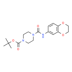 ChemSpider 2D Image | 2-Methyl-2-propanyl 4-(2,3-dihydro-1,4-benzodioxin-6-ylcarbamoyl)-1-piperazinecarboxylate | C18H25N3O5